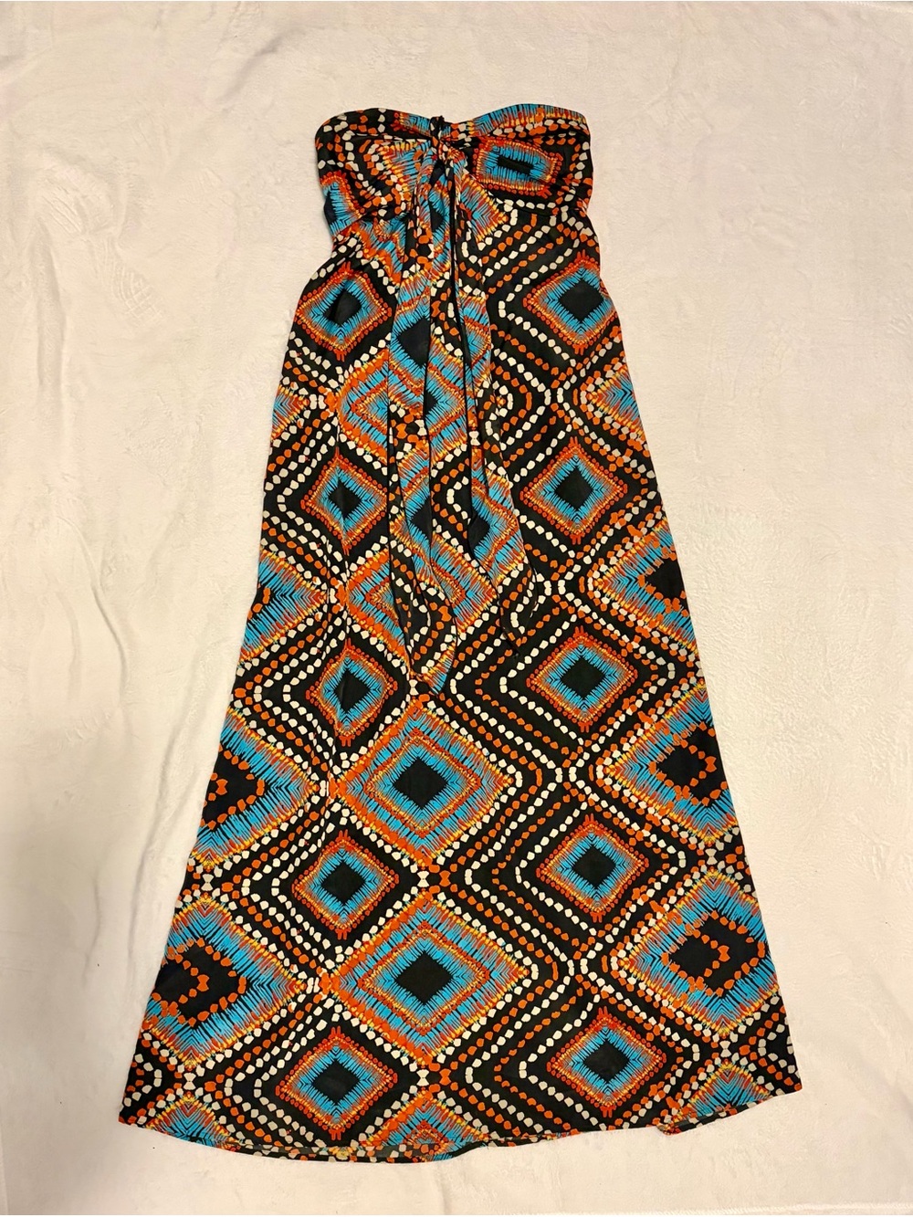 Xhilaration Strapless Diamond-Print Maxi Dress - Black, Turquoise & Orange
